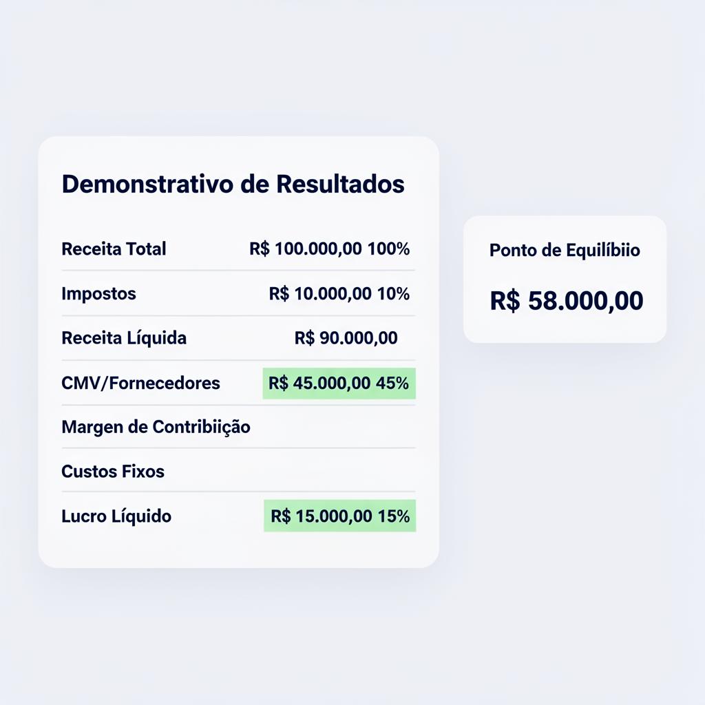 DRE simplificado com ponto de equilíbrio